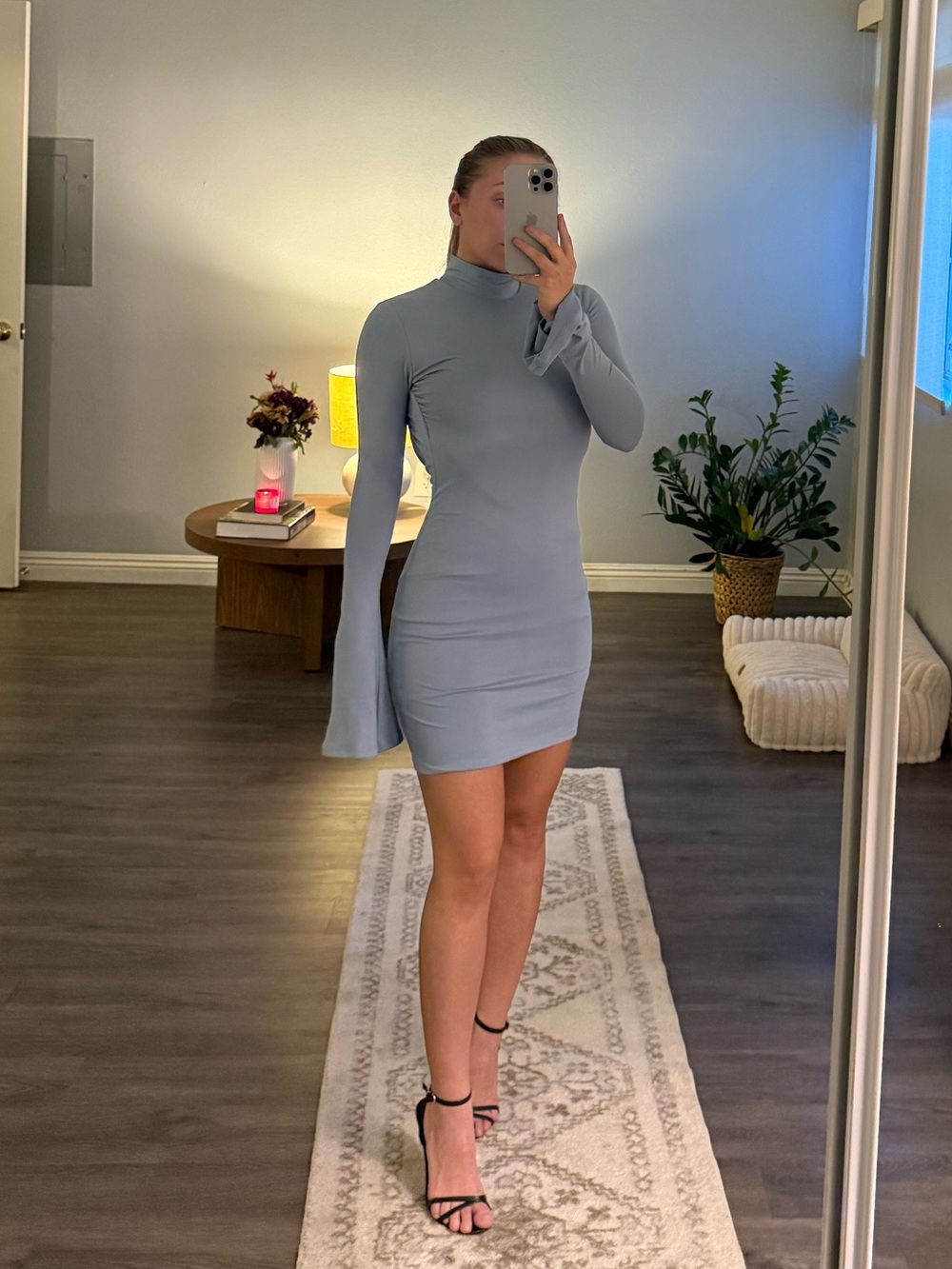 Lucy in the Sky Light blue Mini Mock Neck Dress